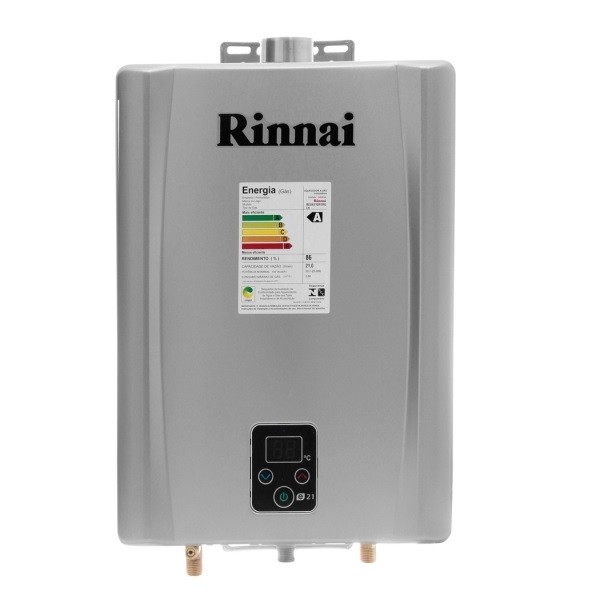 Atuar Casa Conceito | Aquecedor Rinnai Digital 21L a Gás REU-E211 FEHG TOP  Prata Bivolt
